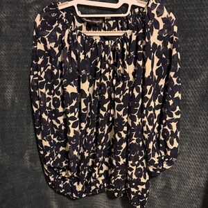 Chic Black and Cream Floral Blouse
